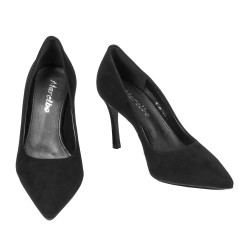 Eleganckie buty damskie 1320 czarny welur