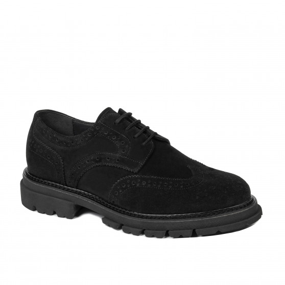 Buty casual męskie 989 czarny welur 01