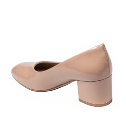 Eleganckie buty damskie 1356 lakierowane beżowe