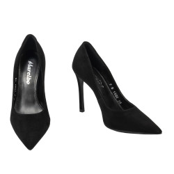 Eleganckie buty damskie 1302 czarny welur