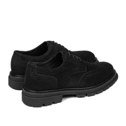 Buty casual męskie 989 czarny welur 01