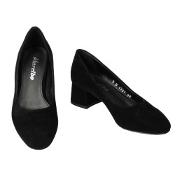 Eleganckie buty damskie 1331 czarny welur