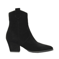 Botki na obcasie damskie 1411-1 czarny welur