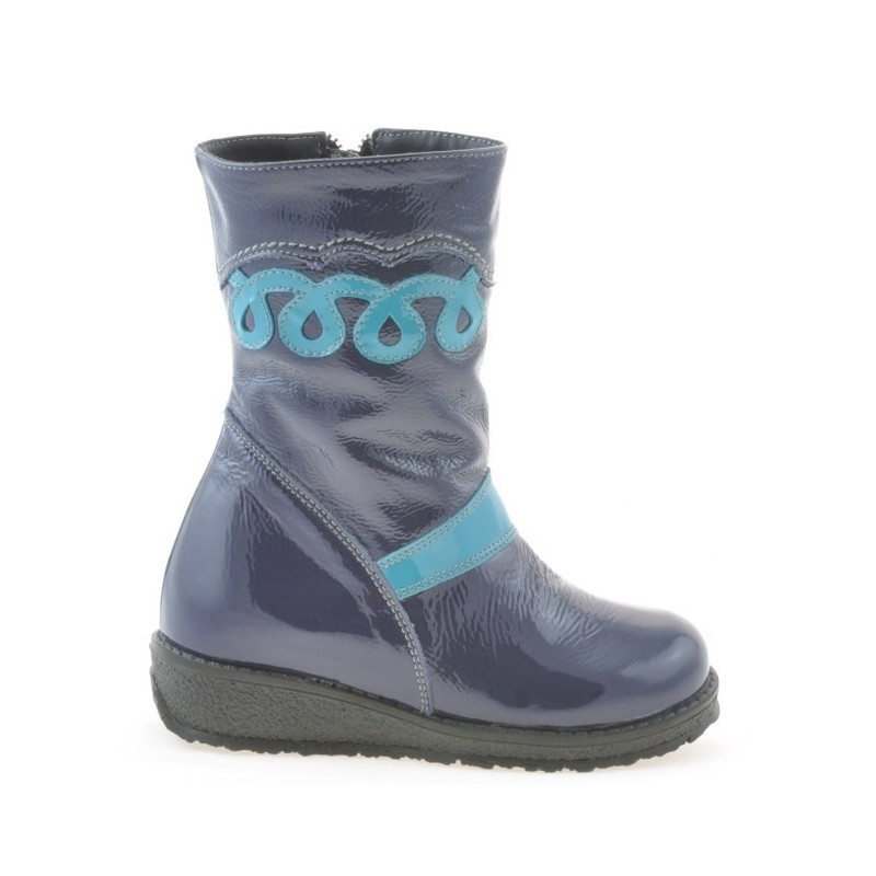 Buty dziecięce małe 23c lakierowane indygo + niebieski