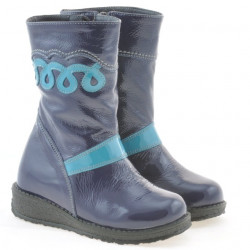 Buty dziecięce małe 23c lakierowane indygo + niebieski