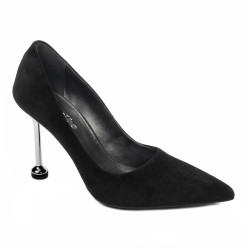 Eleganckie buty damskie 1357 czarny welur