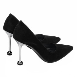 Eleganckie buty damskie 1357 czarny welur