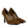 Eleganckie buty damskie 1322 brązowy welur
