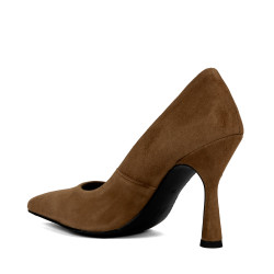 Eleganckie buty damskie 1322 brązowy welur