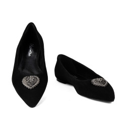 Baleriny damskie 1362 czarny welur