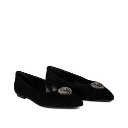 Baleriny damskie 1362 czarny welur