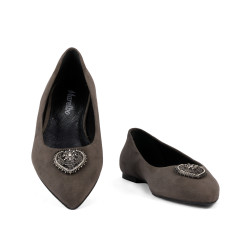 Baleriny damskie 1362 piasek welur