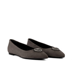 Baleriny damskie 1362 piasek welur