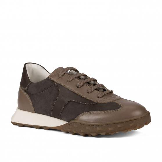 Damskie buty sportowe 6097 zamsz w kolorze piaskowym kombinowany