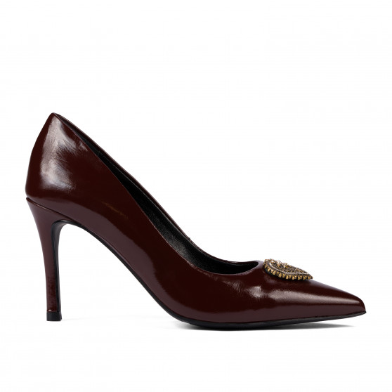 Eleganckie buty damskie 1363 lakierowane bordowe