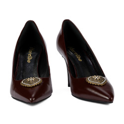 Eleganckie buty damskie 1363 lakierowane bordowe