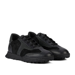Damskie buty sportowe 6097 czarne zamszowe kombinowane