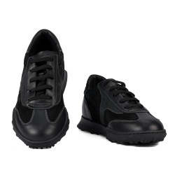 Damskie buty sportowe 6097 czarne zamszowe kombinowane
