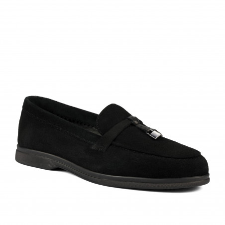 Damskie mokasyny 6082-1 czarny welur