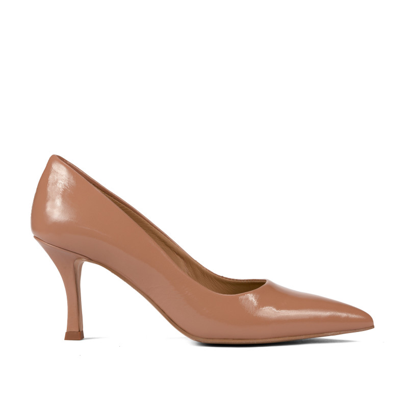 Eleganckie damskie buty 1359 lakierowane beżowe