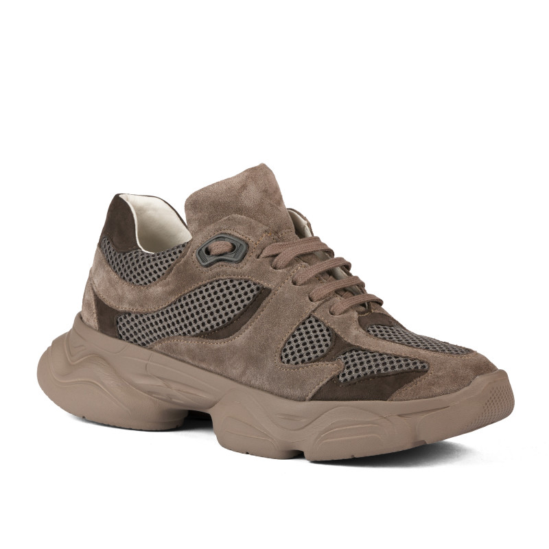 Damskie buty sportowe 6102 zamsz w kolorze piaskowym kombinowany
