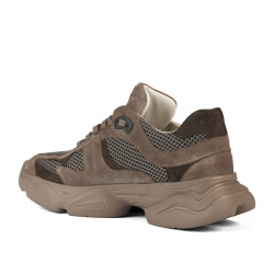 Damskie buty sportowe 6102 zamsz w kolorze piaskowym kombinowany