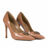 Eleganckie damskie buty 1364 lakierowane beżowe
