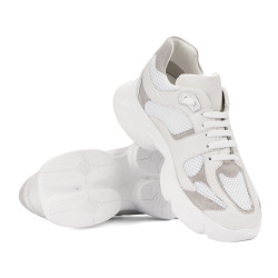 Buty sportowe damskie 6102 biało kombinowane