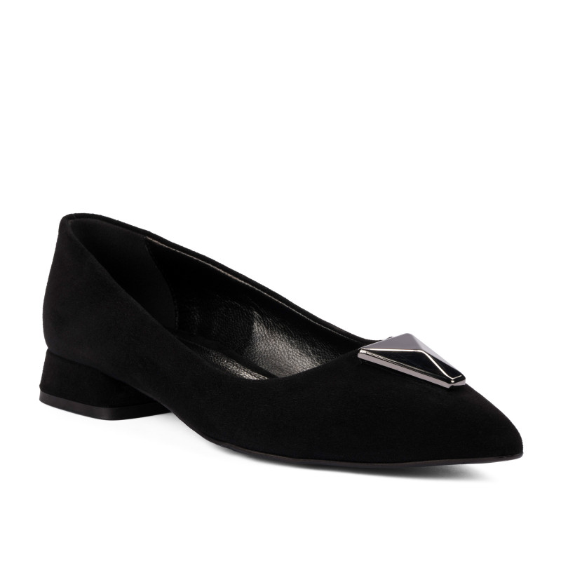 Baleriny damskie 1360 czarne welurowe