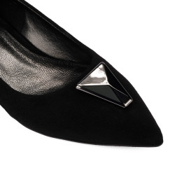 Baleriny damskie 1360 czarne welurowe