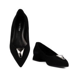 Baleriny damskie 1360 czarne welurowe