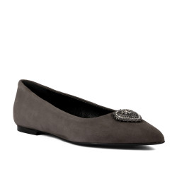 Baleriny damskie 1362 piasek welur
