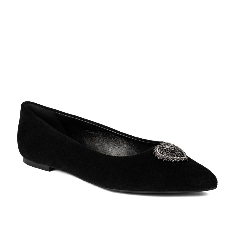 Baleriny damskie 1362 czarny welur