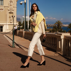 Eleganckie buty damskie 1361 czarny welur lifestyle