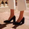 Eleganckie buty damskie 1361 czarny welur lifestyle