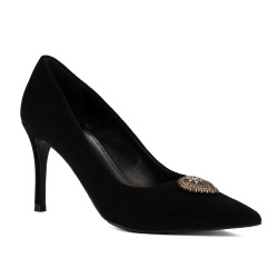 Eleganckie buty damskie 1363 czarny welur