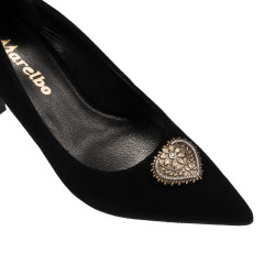 Eleganckie buty damskie 1363 czarny welur
