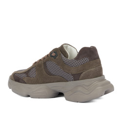 Buty sportowe damskie 6102 piaskowy welur kombinowany 01