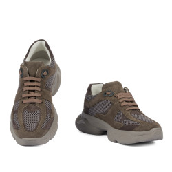 Buty sportowe damskie 6102 piaskowy welur kombinowany 01