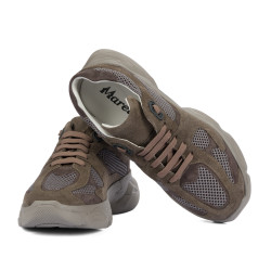 Buty sportowe damskie 6102 piaskowy welur kombinowany 01