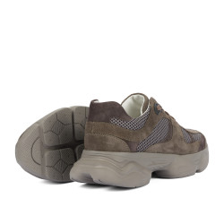 Buty sportowe damskie 6102 piaskowy welur kombinowany 01