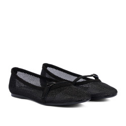 Baleriny damskie 1369 czarny kombinowany