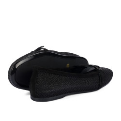 Baleriny damskie 1369 czarny kombinowany
