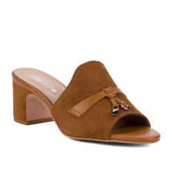 Damskie sandały 1367 zamszowe camel