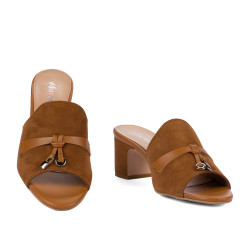 Damskie sandały 1367 zamszowe camel