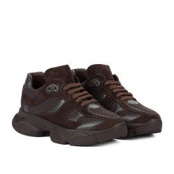 Damskie buty sportowe 6102 czekoladowe kombinowane