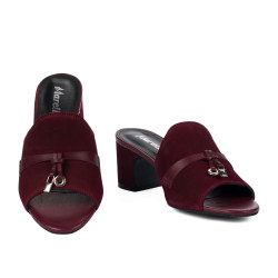Damskie sandały 1367 bordo welur