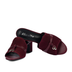 Damskie sandały 1367 bordo welur