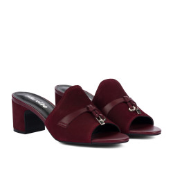 Damskie sandały 1367 bordo welur