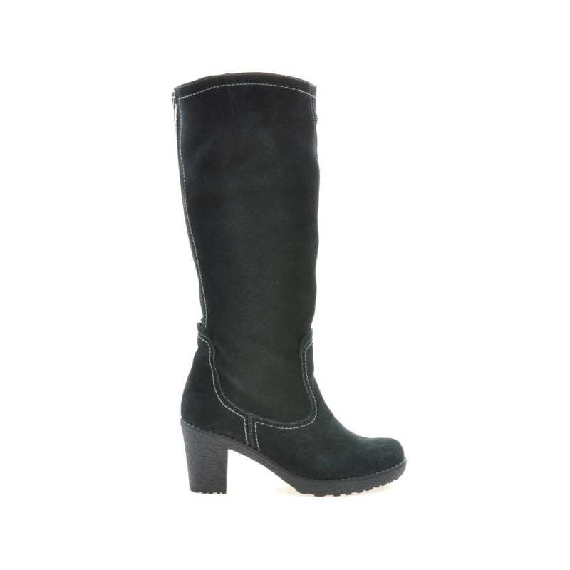 Damskie kozaki 3258 czarne welur